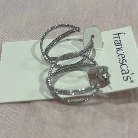 Francesca's Collections Silver Braided Hoop Earrings - Picture 2 of 3